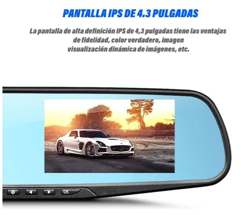 RETROVISOR CON CÁMARA DELANTERA Y TRASERA